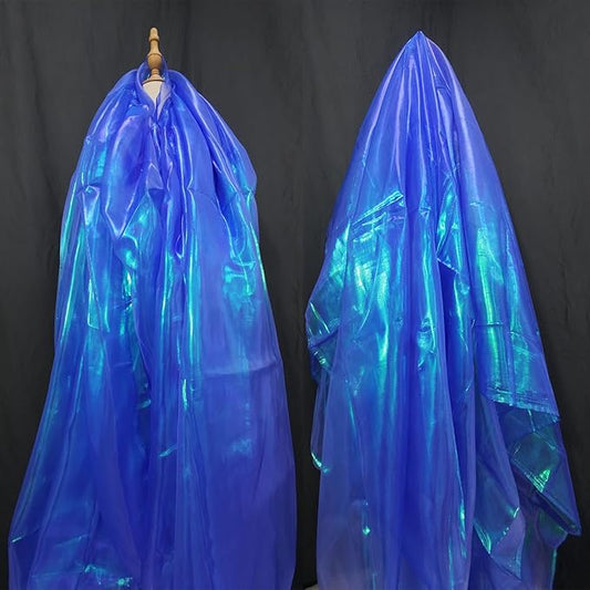 Royal Blue Iridescent Organza Fabric for Wedding & Halloween, 11 Yard Long, 59-Inch Wide, Perfect for DIY, Photography Scene Arrangement, and Personalized Clothing Production