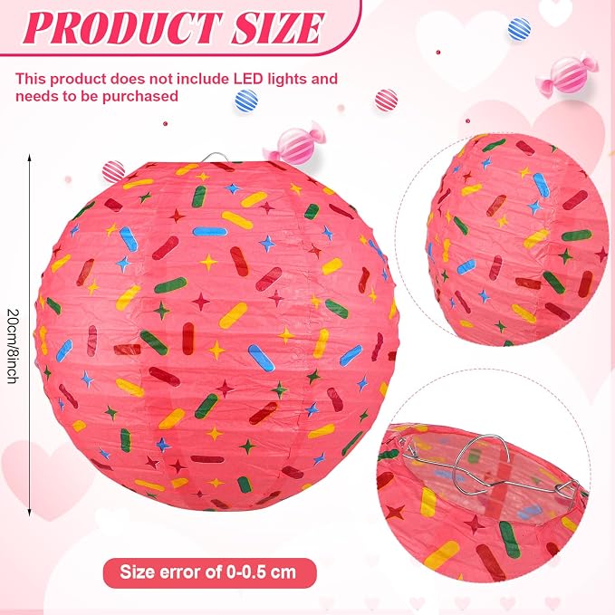 Panelee 12 Pcs Donut Paper Lanterns Party Decorations 8 Inch Hanging Round Hanging Paper Party Decorations for Holiday Indoor Outdoor Supplies