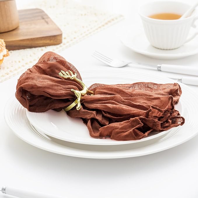60 Pack Terracotta Cheesecloth Napkins 21x21 Inches Terracotta Cloth Napkins Washable Set of 60 Dinner Table Napkins for Wedding Bridal Baby Shower Rustic Boho Cotton Gauze Summer Party Table Decor