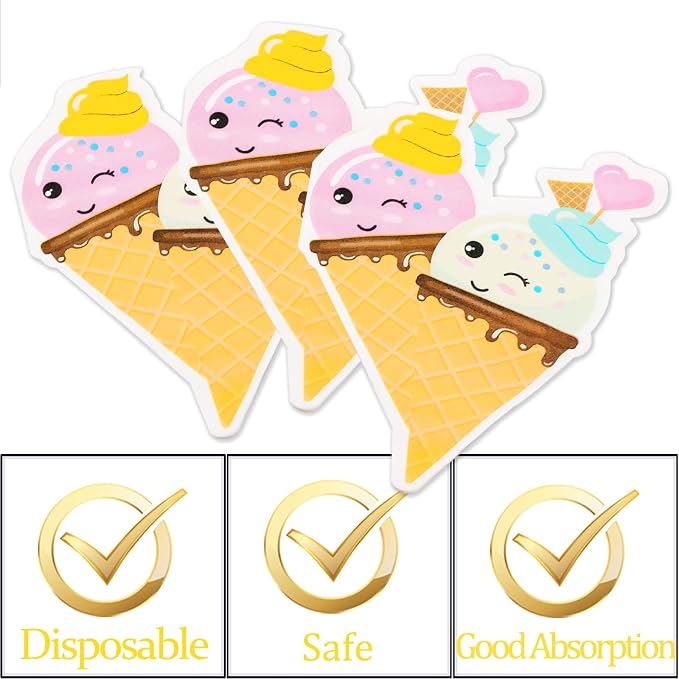 DYLIVeS 132 Pcs Ice Cream Birthday Party Supplies, Ice Cream Disposable Tableware Set Party Table Decorations for Girl, 9'' and 7'' Plates, Napkins, Cups, Forks, Banner, Serves 24