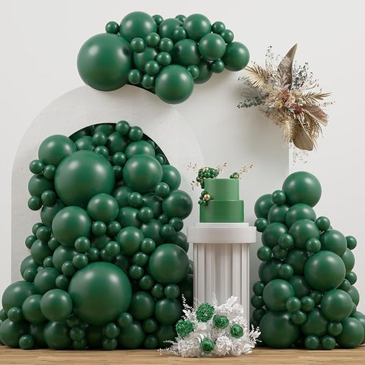 Emerald Green Double Stuffed balloons Different Size 115Pcs 5/10/12/18 Inch Dark Green Balloons Balloon Garland Arch kit for Birthday Baby Shower Jungle Safari Christmas Party