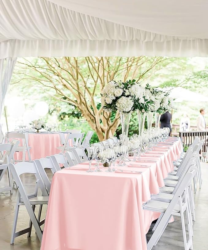 fani 10 Pack 60 x 102 Inch Tablecloth, Pink Tablecloth for 6 Feet Rectangle Tables, Stain and Wrinkle Resistant Washable Fabric Table Cloth for Wedding Party Dining Table Buffet Parties Camping