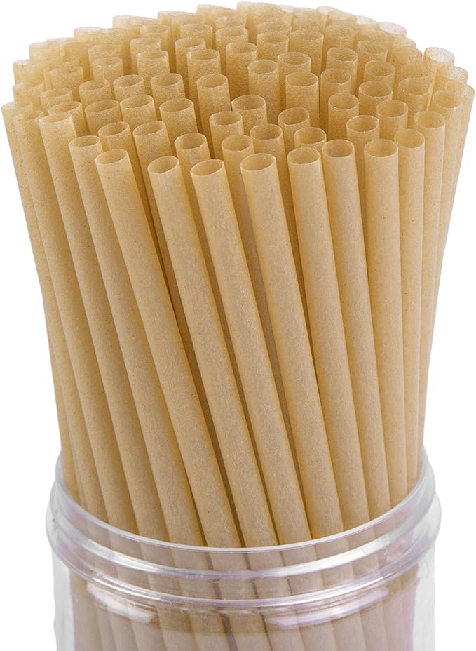 HANSGO Sugarcane Straws, 200PCS Drink Straws Disposable for Hot Cold Drinks, Coffee, Cocktail, Juice Home Favor, The Beach Party, Natural Brown