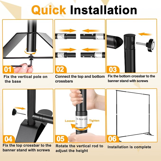 EMART 8x8 ft Heavy Duty Banner Stand Kit, Adjustable Frame for Step and Repeat Backdrops, Ideal for Photography, Trade Shows, and Photo Booths