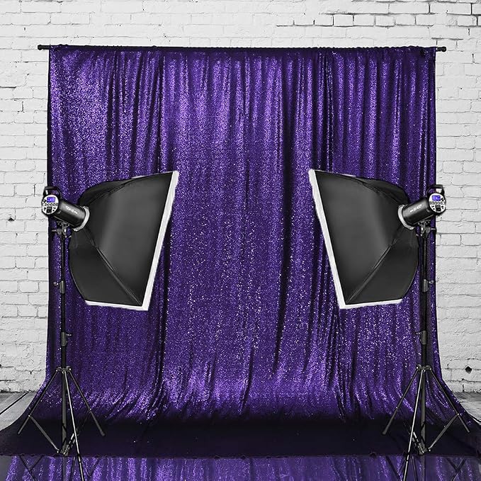 Eternal Beauty Purple Sequin Backdrop, 10x10 Ft Glitter Background Curtains for Shimmer Photography Party Wedding Birthday Back Drop Decor
