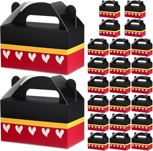 Affrolling 24 Packs Cartoon Party Gift Bags with Handle Theme Party Favors Goodie Candy Treat Paper Boxes for Birthday Decoration Supplies