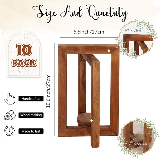 OurWarm 10Pcs Wedding Centerpieces for Tables, Foldable Centerpiece Table Decorations Center Pieces Decoration for Table, Rustic Wood Lantern Centerpieces for Tables Wedding Party Table Decor (Brown)