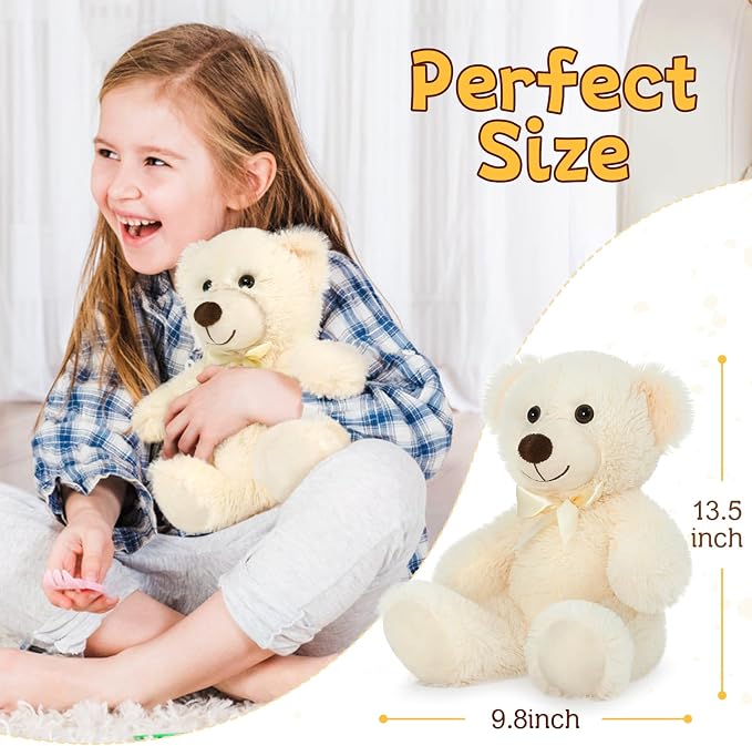 MaoGoLan 3 Pieces Bulk Soft Beige Stuffed Animals, 13.5" Cuddly Mini Teddy Bears for Baby Shower, Wedding, Party, Engagement