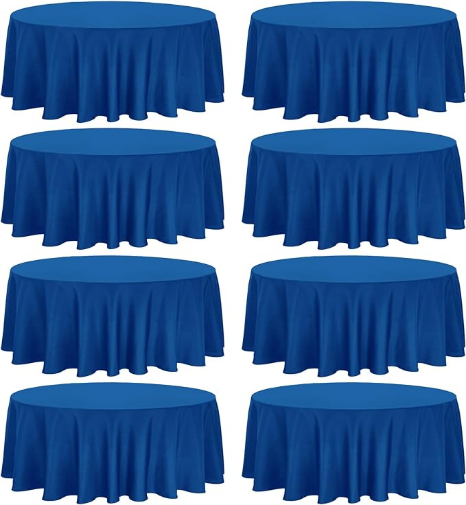 Fivenl 8 Pack Premium Round Tablecloth 120 Inch Round Table Covers Washable Polyester Fabric Round Table Clothes for Wedding Party Reception Banquet Buffet Restaurant (Royal Blue, 120 Inch)
