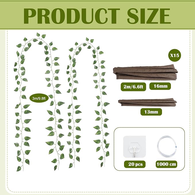 Bucherry Jungle Theme Decoration Set, 68.9ft Artificial Hanging Ceiling Greenery for Classroom, Wedding Birthday Forest Rainforest Safari Party, Enchanted Indoor Outdoor Home Garden Wall DIY Decor