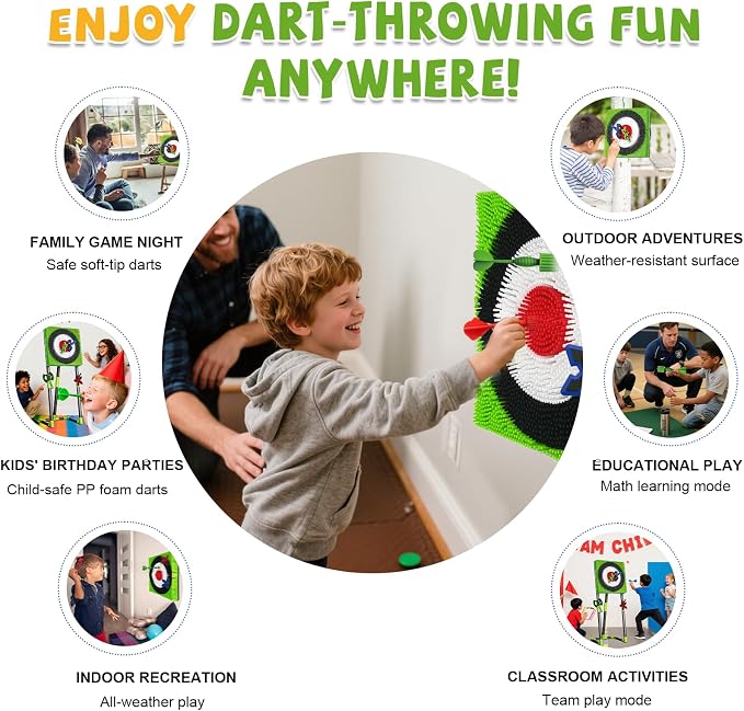 Axe Throwing Game for Backyard - Steel Frame Ax Throw Kit for Kids & Adults - Bristle Target with 6 Throwing Axes Set & Travel Bag - Outdoor/Indoor for Kids & Families Yard Carnival Games