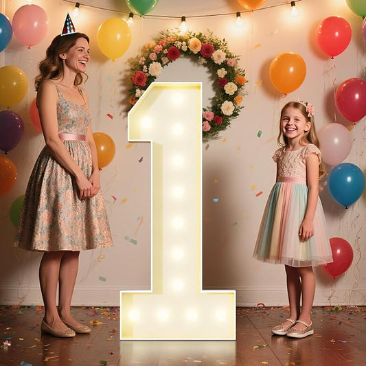 4FT Marquee Numbers 1 Sign,Large Light Up Numbers Party Decoration - Hook and Loop Fastener,No Tools Easy Setup, Corrugated Plastic for Birthdays Weddings Baby Anniversaries(Numbers 1)