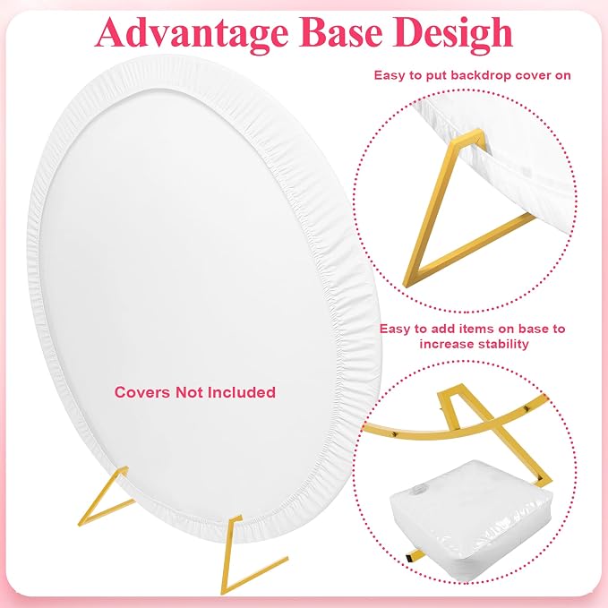 Wokceer Round Backdrop Stand 6.6FT Circle Balloon Arch Frame Circle Backdrop Stand Gold Round Arch for Wedding Birthday Party Bridal Shower Anniversary Event Ceremony Decoration