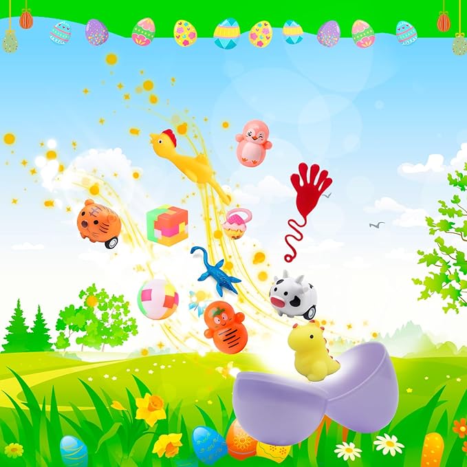 GOAUS Easter Egg Fillers Party Favors for Kids, 60 Pcs Small Toys Prizes Bulk, Goodie Bags Stuffers, Treasure Box Toys for Classroom, Prize Box Birthday Goody Bag