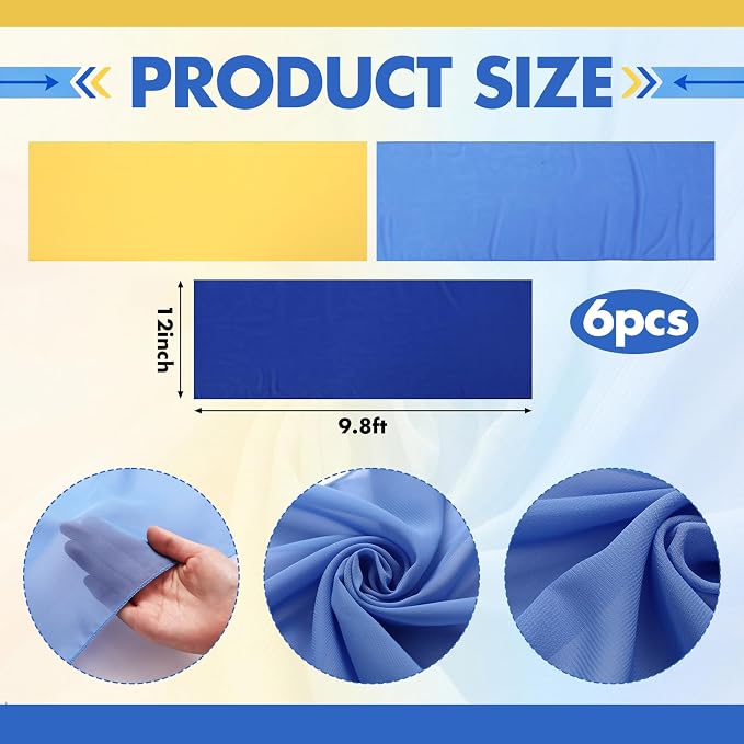 Boao 6 Pcs Amalfi Coast Blue Yellow Lemon Party Decorations Table Runner Cloth 10Ft Boho Sheer Rustic Fabric for Wedding Birthday Party Baby Bridal Shower Graduation Dawn Sunset Decor