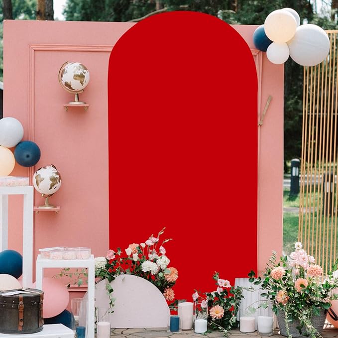 FOTSHARER Spandex Arch Cover 6.6FTx3.3FT Red Arch Backdrop Cover for Arch Stand Wedding Arches Spandex Cover Chiara Wall Covers Spandex Fabric for Arched Backdrop Birthday Arch Covers for Parties