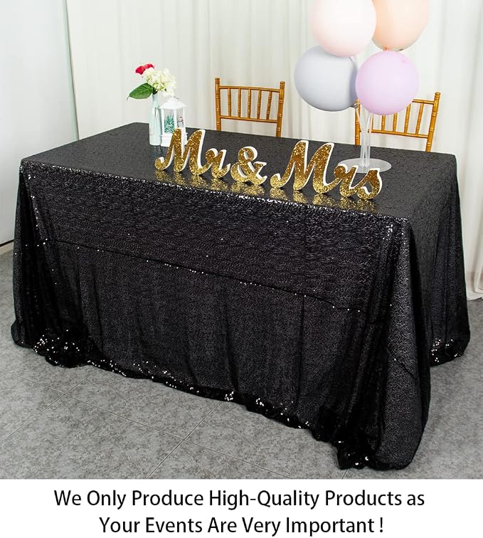 ShiDianYi Rectangular Tablecloth Black 90x132-Inch Sequin Tablecloths Sequins Fabric Overlay Glitter Table Linen Cover for Prom Birthday Wedding Reception Decoration