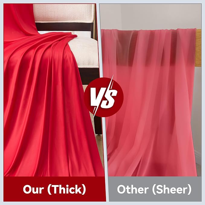 10x16ft Red Backdrop Curtain for Party, 2 Panels Wrinkle Free 16 Foot Long Polyester Photo Backdrop Drapes Photography Background for Wedding Birthday Gathing