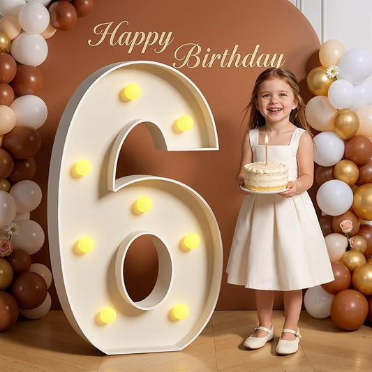 3FT Marquee Numbers 6 Large Light Up Numbers for 16th 60th Sweet 16 Birthday Party 2026 Decorations Anniversary Light Up Sign Outdoor Pre-Cut Foam Board Kit