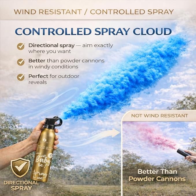 Gender Reveal Smoke Bombs Set – 2 Pack Gender Reveal Fire Extinguisher Spray (Blue, 150g Each) – Non-Toxic Cornstarch Cloud for Baby Boy Reveal Party Ideas, Pregnancy Announcement – Stickers Included