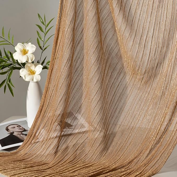Gold Tulle Stretch Fabric 57 Inch Wide Glitter Shiny Sequins Fabric 3 Yards Soft Sparkly Tulle Fabric by The Yard for Party Decoration,Bridal,Wedding,Gift Wrapping,DIY Crafts