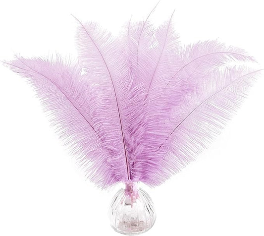SendyFeather 50pcs Natural Lavender Ostrich Spads Feather 14-16inch (35-40cm) Bulk Feathers for Crafts Flowers Vase Wedding Party Centerpiece Decoration
