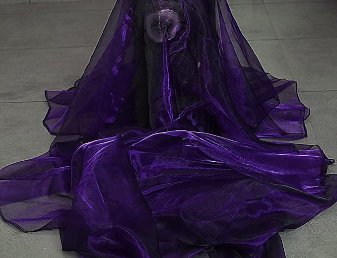 MDS Pack of 25 Yard Sheer Organza Fabric for Wedding Party Home Event Banquet Decorations, Backdrop Curtain Craft Dress Sewing Fashion DIY Crystal Organza Tulle Fabric Bolt 44” Wide - Purple