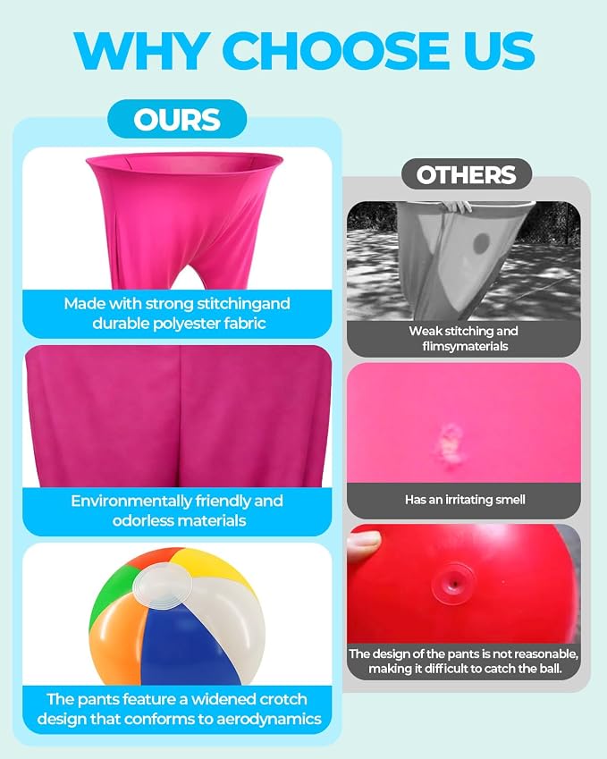 Granny Pants Yard Game Set Fun Outdoor Tossing & Catching Game with Bouncy Balls and Hula Hoop Pants for Backyard BBQ, Family Reunion and Party