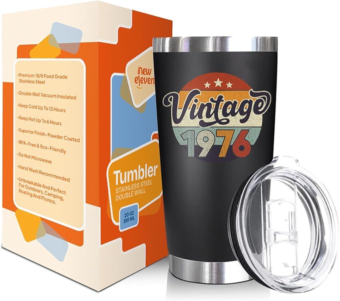 NewEleven 50th Birthday Gifts For Men Women - 50thday Decorations For Him Her - Present For Men Women Turning 50 Year Old Gifts For Mom, Dad, Wife, Husband - 20 Oz Tumbler