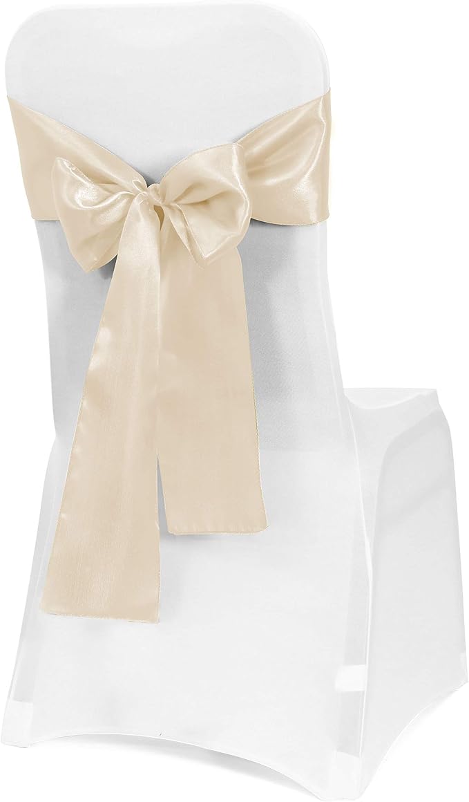 Obstal 10 PCS Satin Chair Sashes Bows for Wedding Reception- Universal Chair Cover Back Tie Supplies for Banquet, Party, Hotel Event Decorations