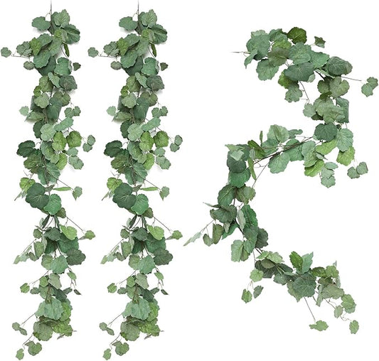 3 Strands Odorless Begonia Artificial Vines, 6FT Silk Ivy Garland, Fake Greenery Hanging Plants, Decoration for Party, Wedding, Room, Office