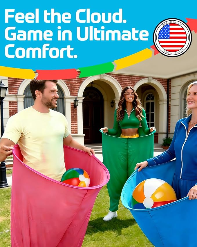 Granny Pants Yard Game Set Fun Outdoor Tossing & Catching Game with Bouncy Balls and Hula Hoop Pants for Backyard BBQ, Family Reunion and Party