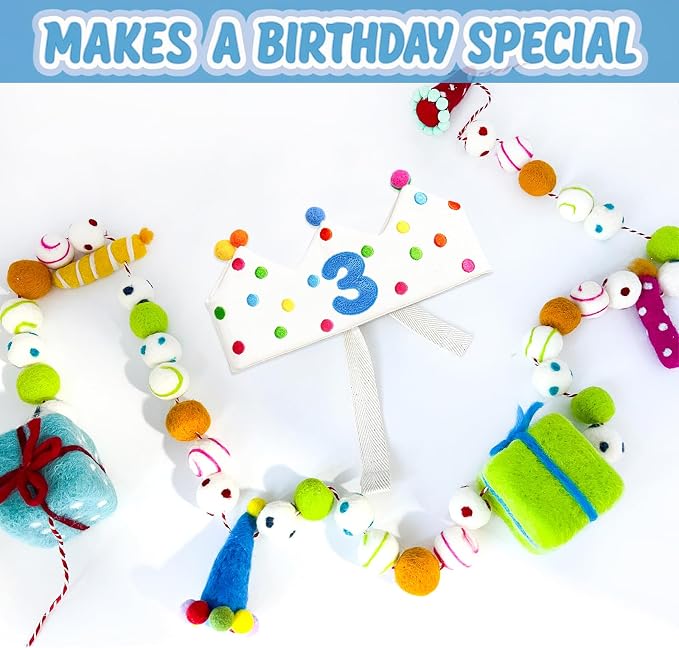 Personalized Hand Embroidered Birthday Hats Unique Happy Birthday Crowns Cute Party Hat for Boy Girl Fit All Ages