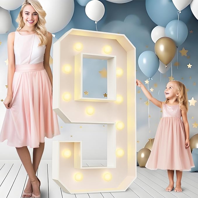 Ledido 4FT Marquee Light Up Numbers 9, Easy to Assemble Marquee Numbers 4 Feet Tall for Indoor & Outdoor Events, Large Lighted Number for Birthday Graduation Baby Shower Anniversary Party Decorations