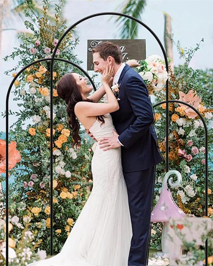 Wedding Arch, Metal Arch Backdrop Stand, Balloon Arch Stand Wedding Frame for Ceremony Decoration (Black, 6FT, 5FT, 4FT Arch Backdrop)