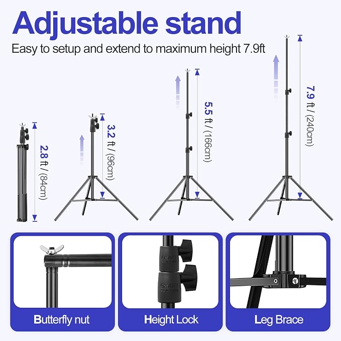 EMART 10x7.9FT Backdrop Stand, Photo Video Studio Adjustable&Lockable Heavy Duty Background Support System Kit with 6 Backdrop Clamps, 2 Sandbag and Carry Bag for Photography, Parties, Wedding, Video