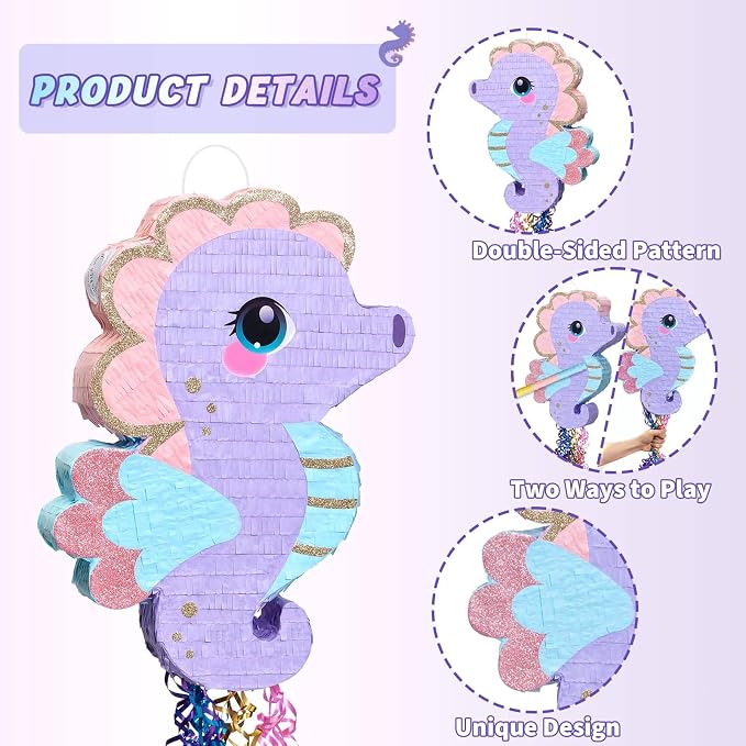 WERNNSAI Seahorse Piñata - Ocean Birthday Decoration Ocean Animal Piñata