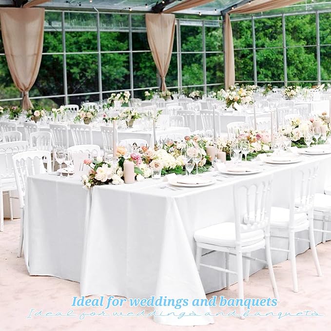 12 Pack White Tablecloth 60 x102 inch Table Cloth for 6 Foot Rectangle Tables, Polyester Rectangle Tablecloth Bulk Linen Washable Fabric Table Cover for Wedding Party Banquet Restaurant Buffet Picnic