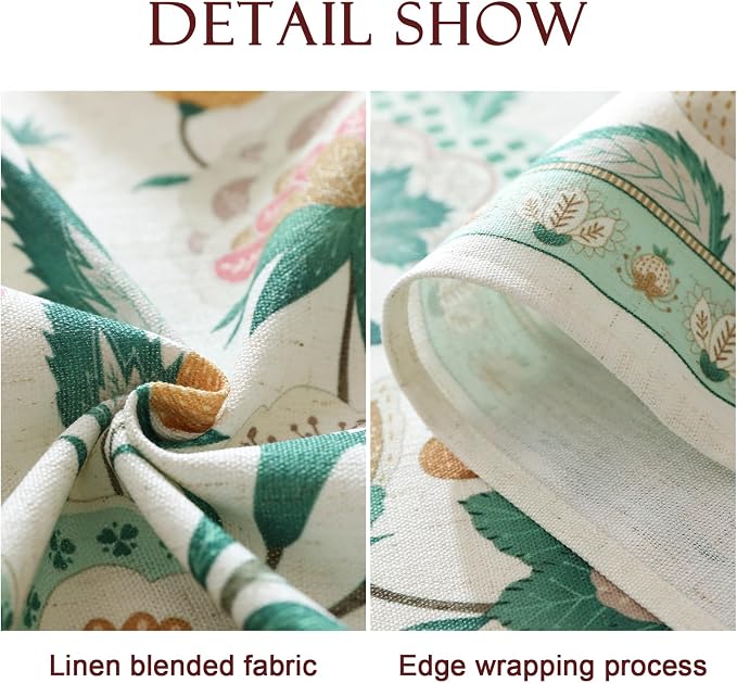 patdrea Vintage French Linen Tablecloth,Rectangular,79"x55"-Tree Life | Elegant Colorful Table Cloth for Rectangle Table,Green Floral Patterned,for Dining Room Tea Party Thanksgiving,Durable