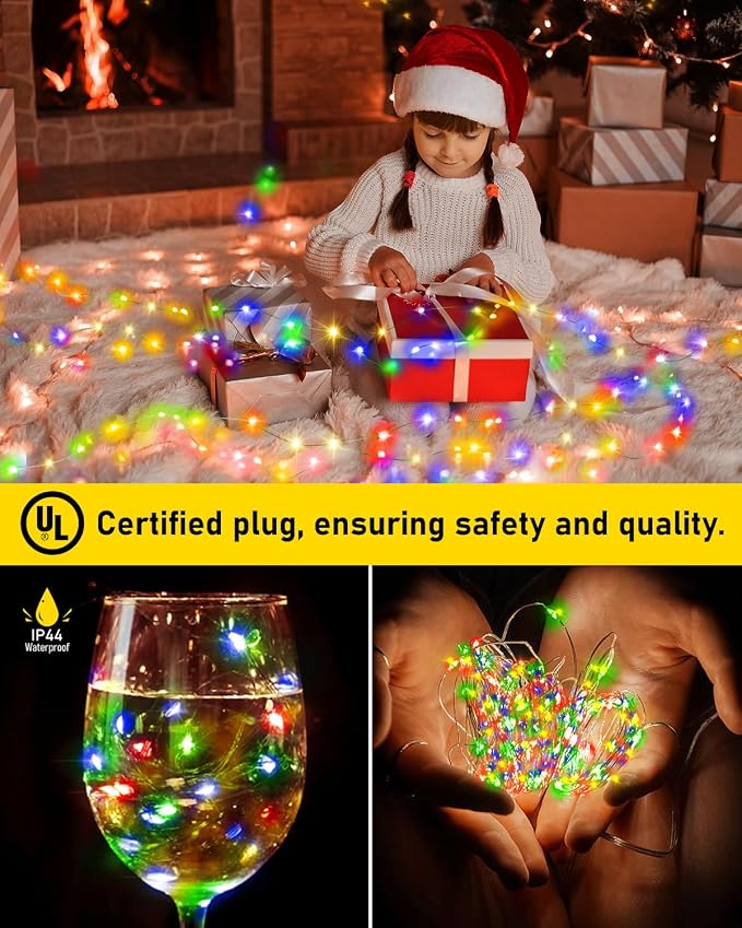 KNONEW 400FT Outdoor Christmas Fairy Lights Plug in,1200 LED String Lights Outdoor Waterproof 8 Modes Memory Times for Wedding Bedroom Walls Garden Trees Decoration(Multicolor)