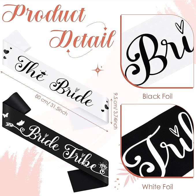 Newcotte 14 Pcs Bride Cowgirl Hat with Veil and Satin Sash Bachelorette Cowboy Hats Set for Wedding Party Bridal Shower Decor