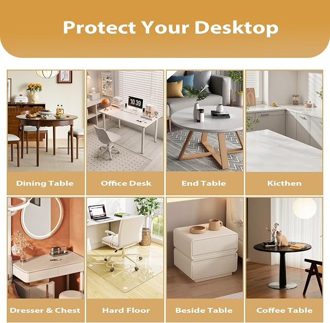 42in Round Frosted PVC Table Protector 2mm Waterproof Pad | Clear Desk Cover, Clear Desk Mat, Table Cover Tablecloth Protector Rectangle, Table Protector for Dining Room Table