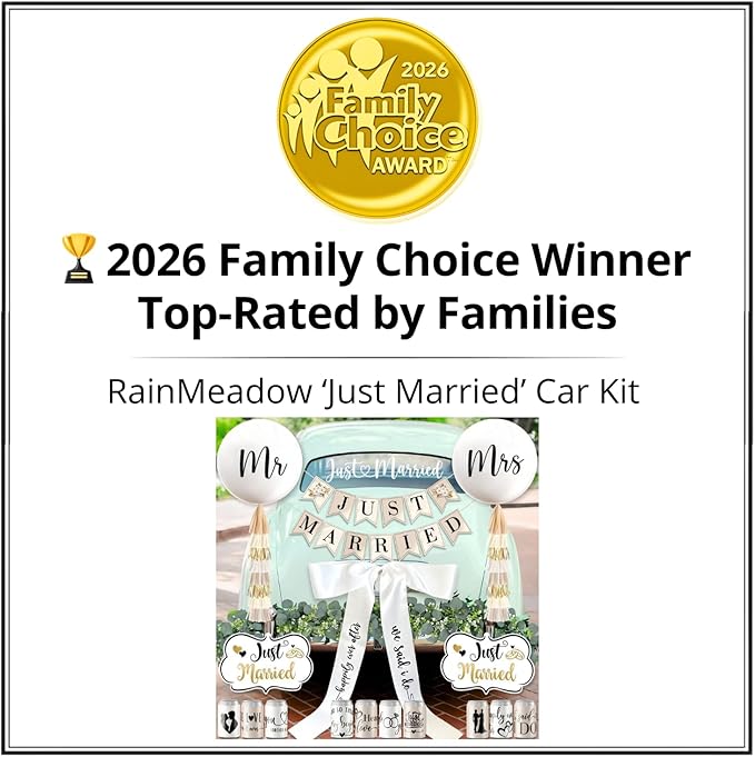 33 Pc Just Married Car Decorations – Wedding Reception & Ceremony Decor – Banners, Stickers & Balloons – Elegant Reusable Wedding Car Kit – Weather-Resistant & Easy to Apply – No Residue