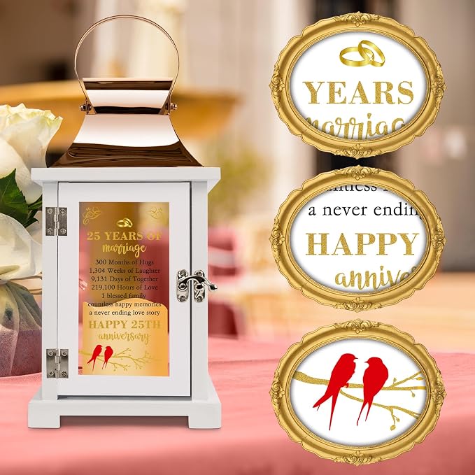 25th Anniversary Lantern - Wedding Gifts for Couple, Parents, Grandparents - Happy Anniversary Decoration