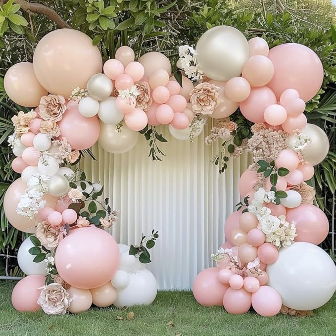 Pastel Pink Balloon Garland Double Stuffed Baby Pink Balloons Arch Light Pink Latex Balloons Different Sizes 18/12/5 Inch Macaron Balloon Kit for Baby Shower Wedding Princess Birthday Party Decor