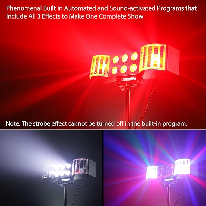 Telbum DJ Lights with Stand RGBW LED Derby Par Light Set Remote Control DJ Lights for Parties Sound Activated Disco Pirty Light for Stage Gig Bar Club Band Wedding
