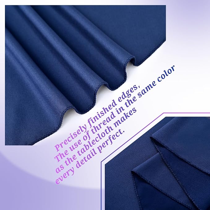 Teruntrue 12 Packs Navy Blue Round Tablecloths 90 inch Round Table Cloth, Washable Polyester Fabric for Wedding Parties Banquet Holiday Dinner Table Decorative, Navy Blue