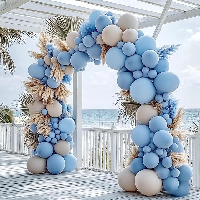 Dusty Blue Balloons, 98PCS Double Stuffed Blue Balloon Garland Arch Kit, 18/12/10/5 Inch Different Sizes for Baby Shower Birthday Gender Reveal Neutral Party Decorations