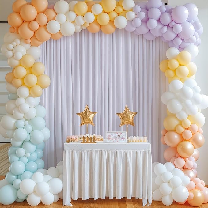 White Backdrop Curtains for Wedding, Wrinkle Free Polyester Photography Backdrop Drapes 8x10FT Photo Backdrop for Baby Shower Birthday Parties Stage Photoshoot Background Decorations 4x10ft,2 Panels