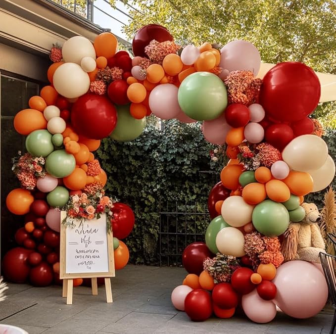 Sage Green Orange Red Balloons Double Stuffed Fall Balloon Burnt Orange Pink Balloons Burgundy Sand White Balloon for Birthday Baby Shower Wedding Bridal Shower Party Decorations